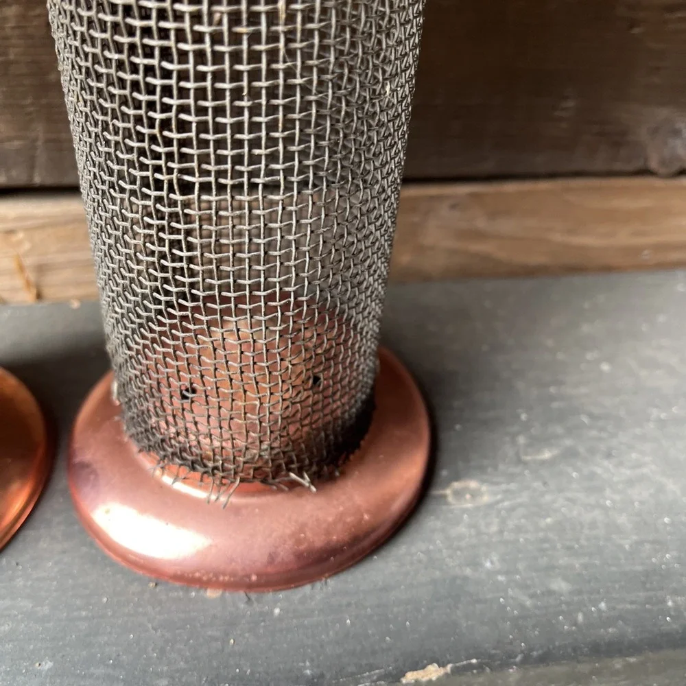 2 Brushed Copper Mini Screen Small Seed Bird Feeders, 9